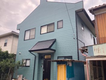 *東金市　M様邸　外壁塗装　屋根塗装　施工事例　ブルーグリーン系