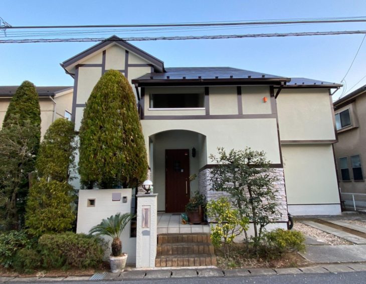   大網白里市　K様邸　モルタル外壁を長く綺麗に保つ塗料で施工　外壁塗装　屋根塗装　台風被害　カラーシミュレーション　スレート屋根の施工事例